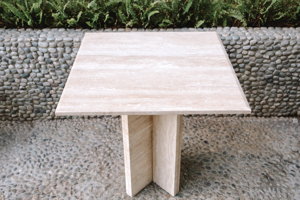Travertine side table